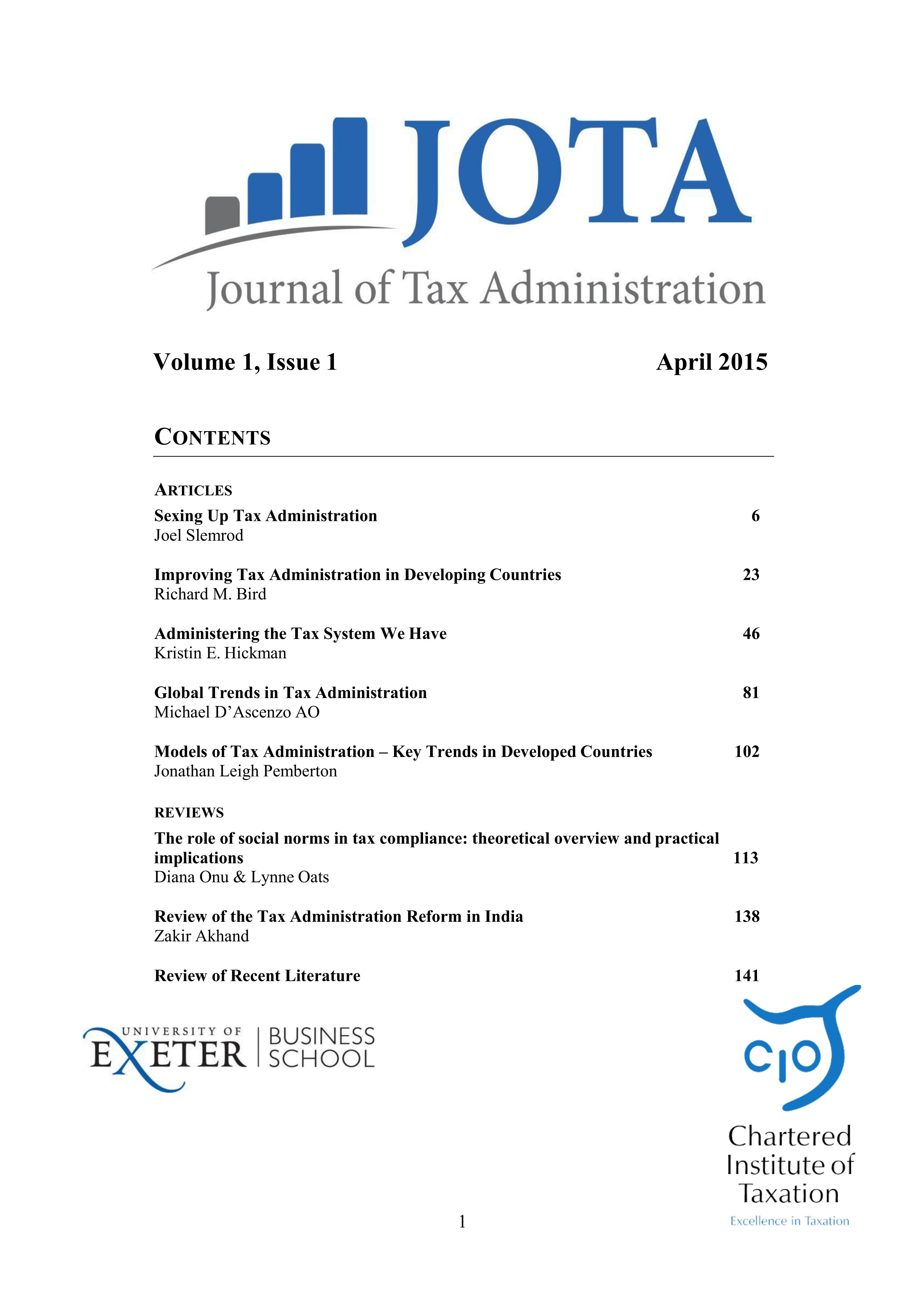 Vol. 1 No. 1 (2015): General Issue | Journal of Tax Administration