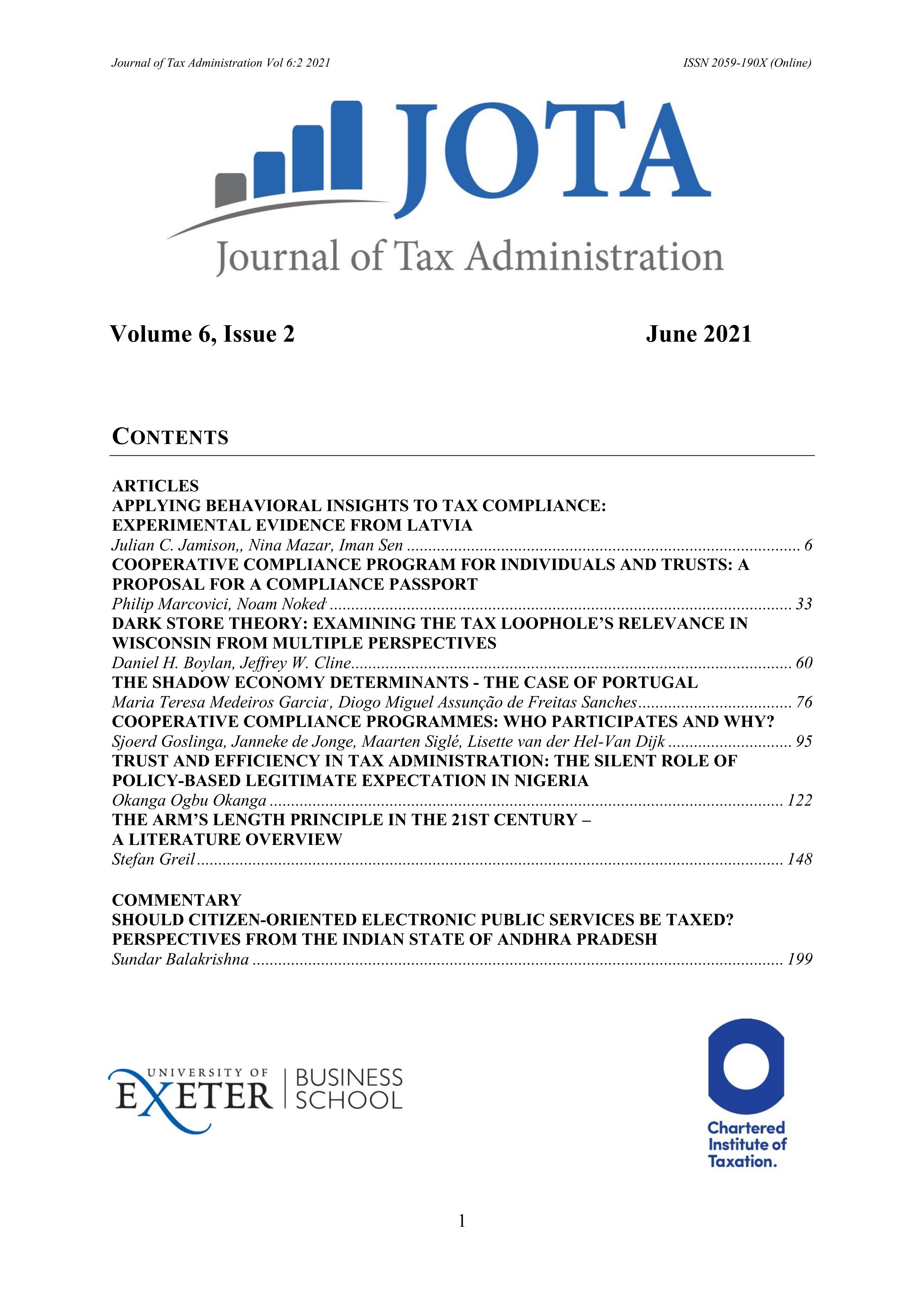 Vol 6 Issue 2 of JOTA - Cover Page