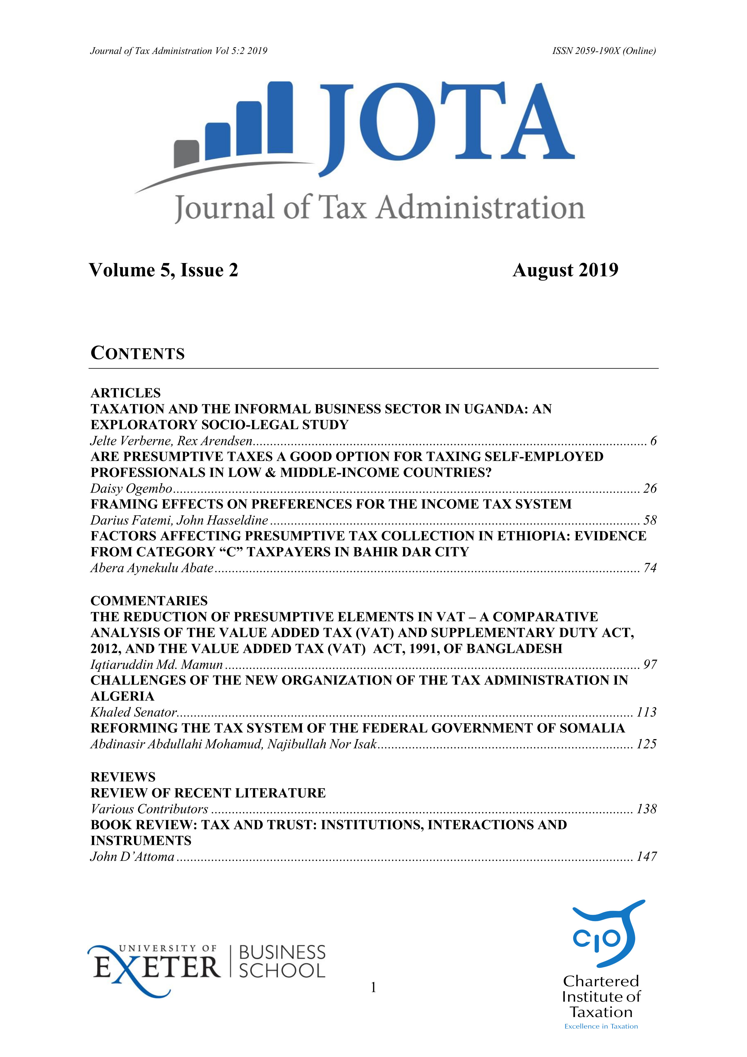 Volume 5 Issue 2 of JOTA - Cover