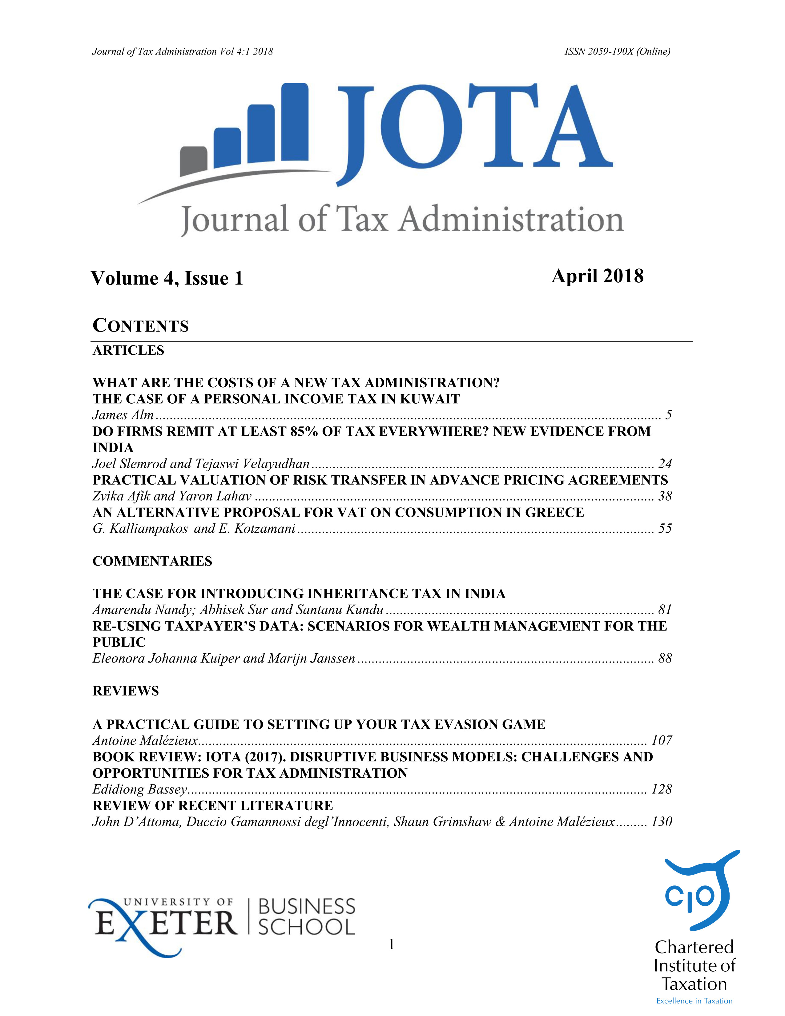 Volume 4 Issue 2 of JOTA - Cover